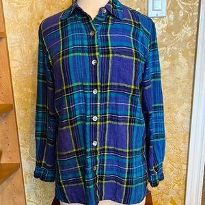 Chico’s Linen Plaid Shirt